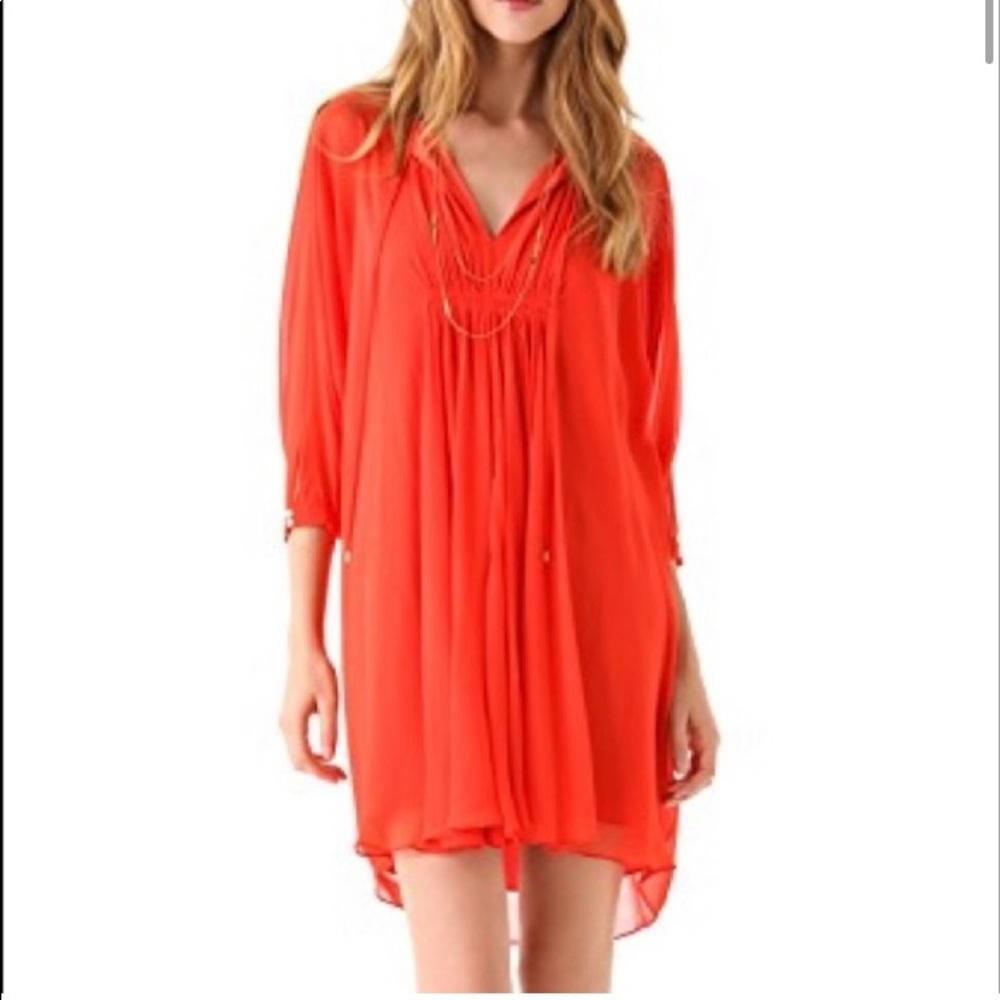 Diane Von Furstenberg Red Silk Shift Dress